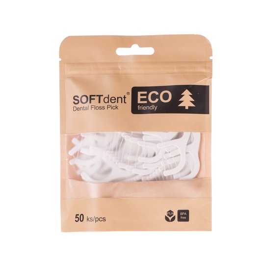 Softdent Eco Flosspicks zubná niť s držiakom 50 ks