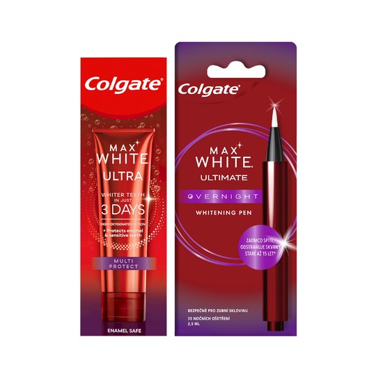 Colgate Max White bieliaca zubná pasta 50 ml + bieliace pero 2,5 ml