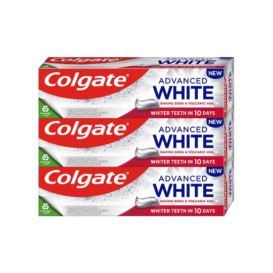 Colgate Advanced White Baking Soda & Volcanic Ash zubná pasta 3×75 ml