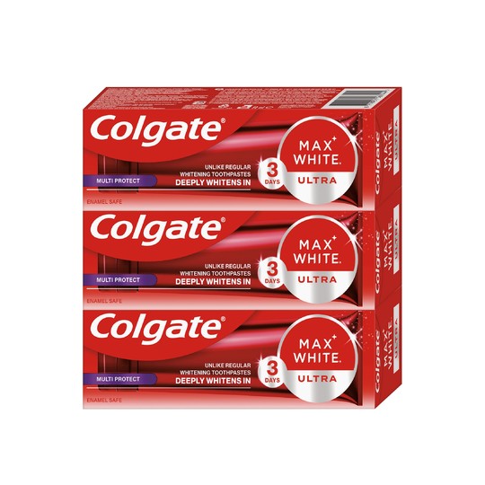 Colgate Max White Ultra MultiProtect bieliaca zubná pasta 3×50 ml